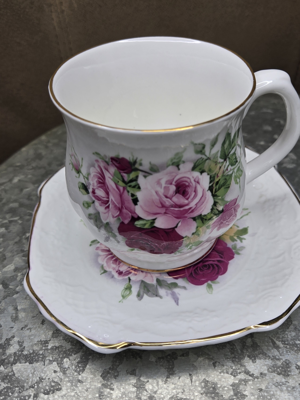 Ashley Crown Dorset Staffordshire Bone China Rose Tea Cup & Saucer England